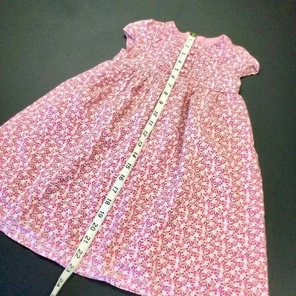 Vintage Baby Gap Toddler Pink Floral Pleated Cap Sleeve Babydoll Dress Size 4Y‎